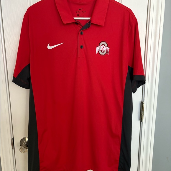 Nike Ohio State Buckeyes Polo Shirt Mens XL Red Dri Fit Short Sleeve University - Picture 1 of 3